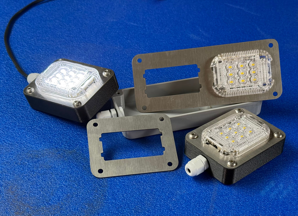 stainless mounting plates for Ford Transit cargo lamps
