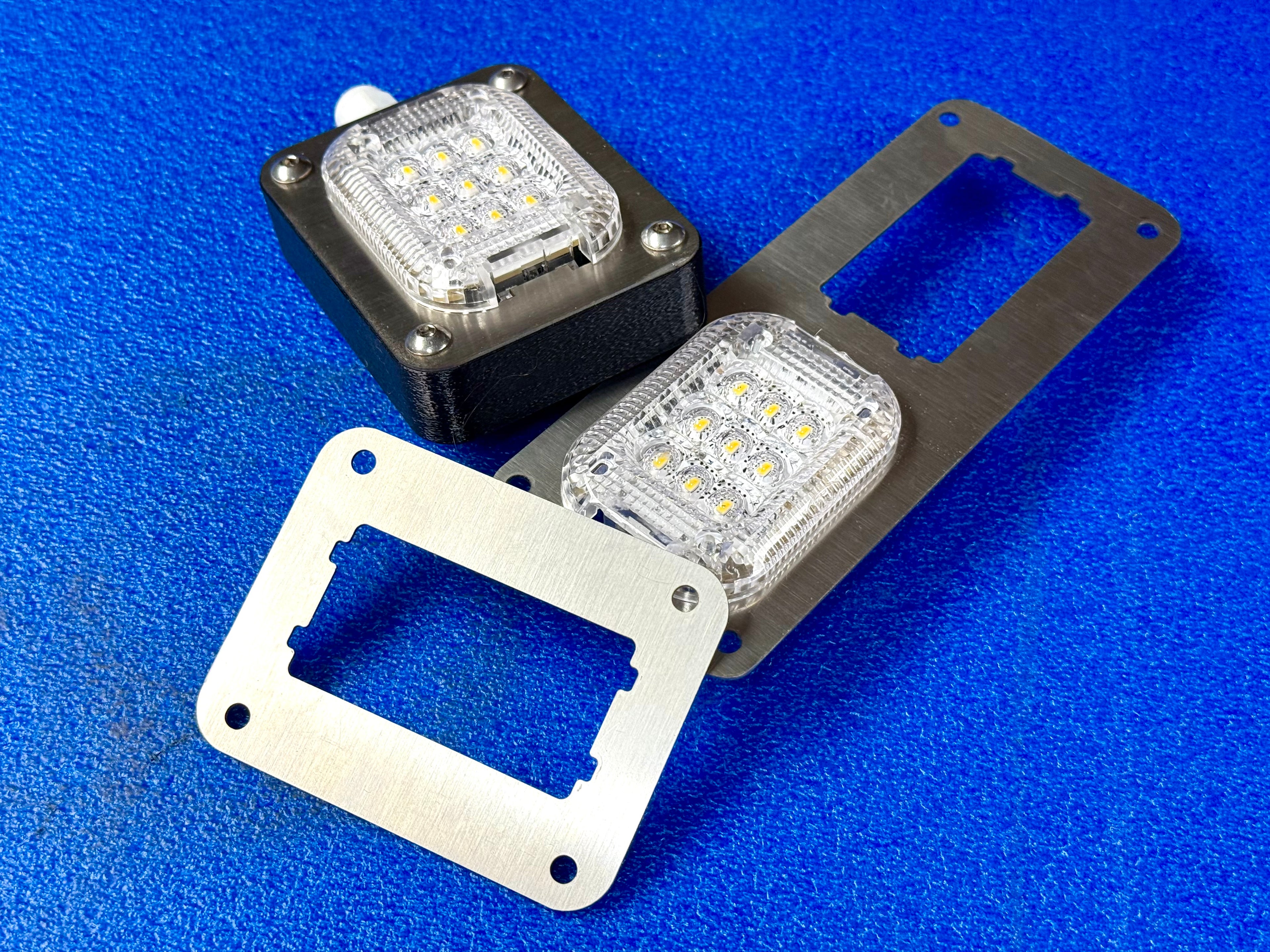 stainless mounting plates for Ford Transit cargo lamps